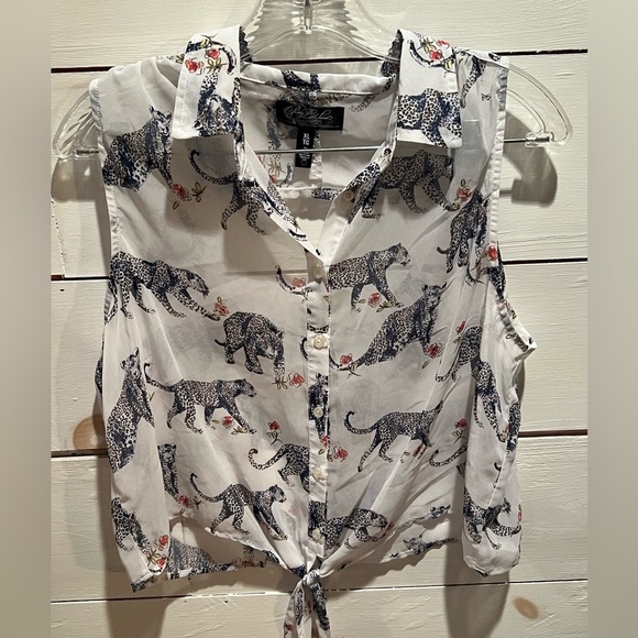 Pretty Little Liars by Aeropostale XL sheer sleeveless top, open back, EUC - Picture 2 of 9